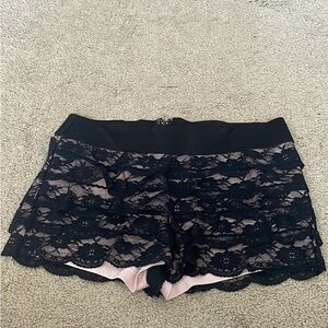 Charlotte Russe Black Lace Layered Shorts